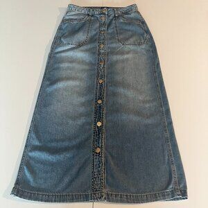 KUT From the Kloth Denim Maxi Skirt Size 4 Blue Button Front Long Jean Skirt